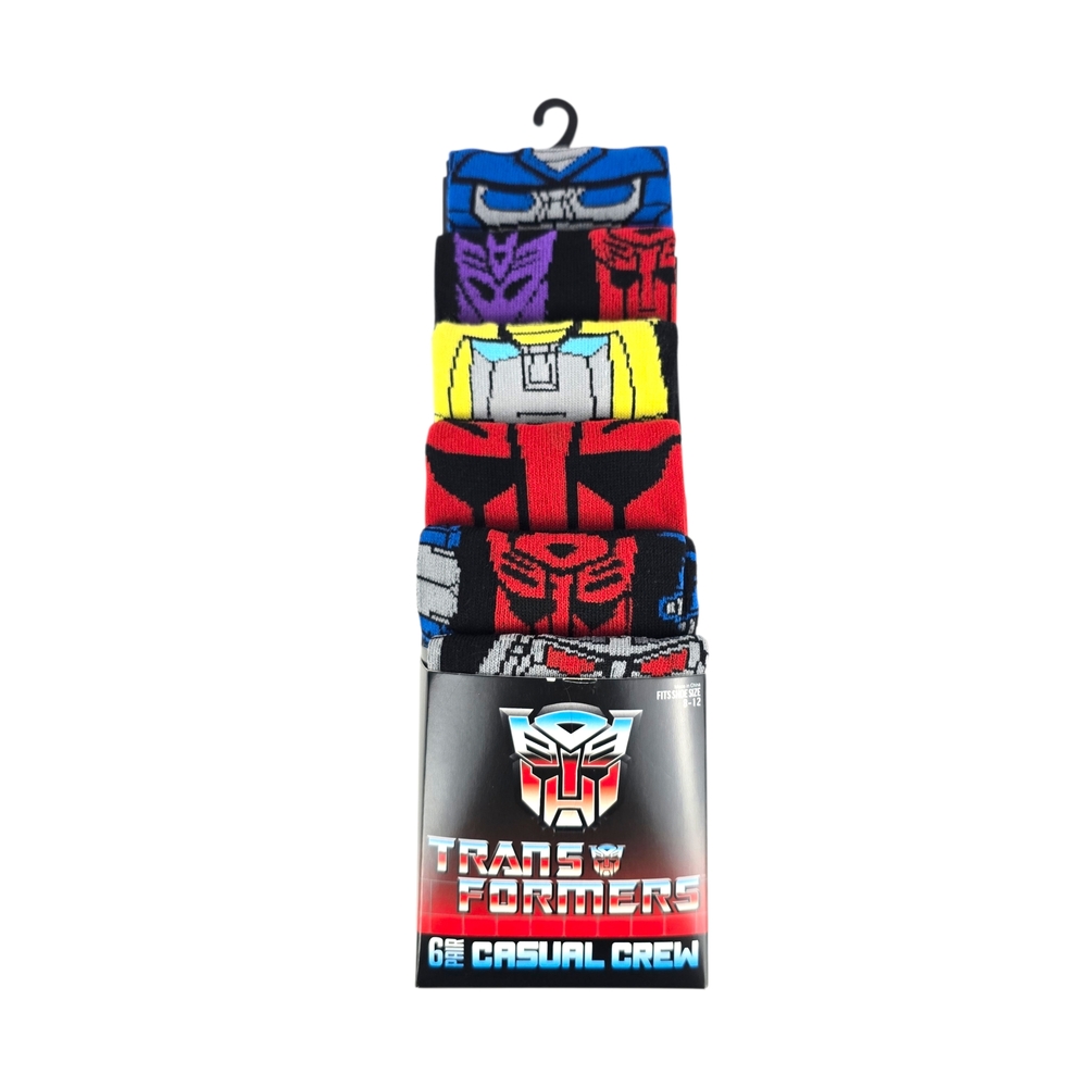 Transformers Men's Casual Crew Socks - 6 pairs, Multicolor